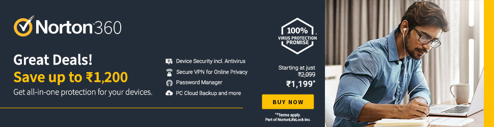Save up to Rs.1200 on Norton 360 Antivirus